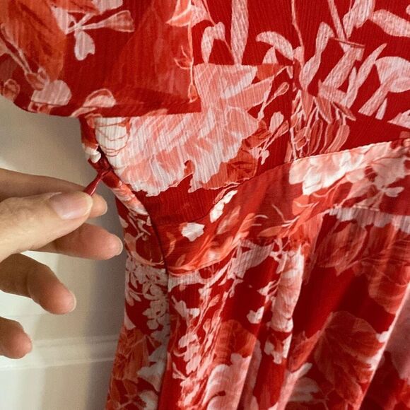 INC International Concepts printed flutter sleeve asymmetrical dress size 4P - Picture 10 of 14